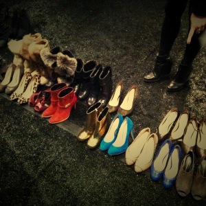 Shoes backstage at Rebecca Minkoff