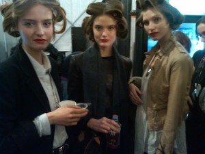 Models backstage at Milly NYFW